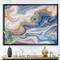 Designart - Ocean Blue Golden Jasper Agate II - Modern Canvas Wall Art Print in Black Frame